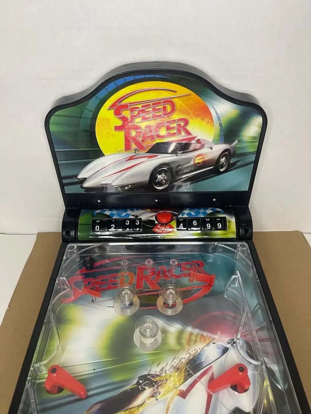 (Works) RARE Speed Racer Movie Mach 5 Tabletop Electronic Pinball Game Funrise